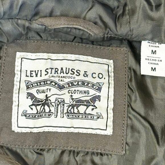 Levi's Hooded Anorak Jacket Women's M | Army Green Cotton Utility Parka - Picture 8 of 15